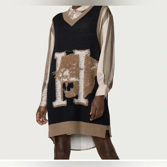 Honor the Gift Women's Small Mascot Sweater Vest Mini Dress in Black - Picture 1 of 8